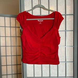Hollister Women's Ruched Bold Red Crop Top